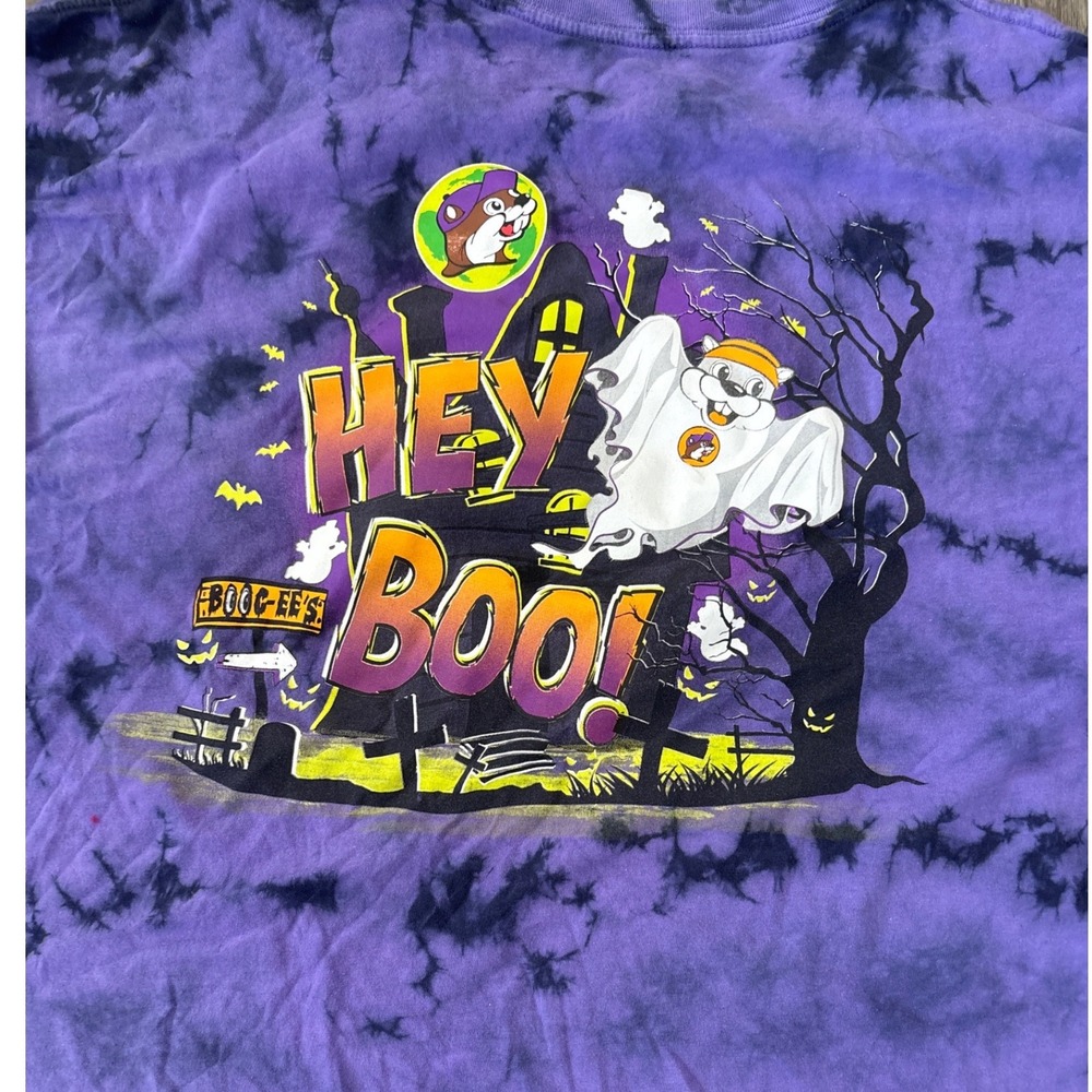 Buc-ee's Halloween 2024 Hey Boo Tie Dye T-Shirt Purple Black 3XL